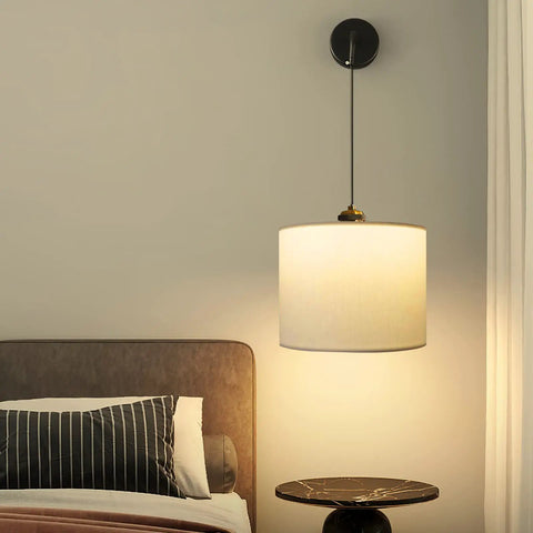 Set Of 2 Drum Lamp Shades For Table And Floor Lamps 13x13x10 Inches Large White Linen Replacement in modern bedroom lighting.