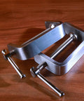 Kyien stainless steel C-clamp tiger clamp, front view, silver frame with long screws for woodworking and auto repair