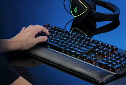 Modular Wireless Gaming Mechanical Keyboard With Snappy Tactile Switches Detachable Numpad And Plush Support Wrist Rest, hand typing.