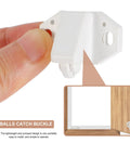 White Plastic Ball Catch Door Locks Set Of 10 For Screen Doors And Wardrobe Cabinets No Fuss Install Visible in Hand