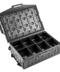 TracPak Tray 1x3 Half Depth 2-Pack For Stackable Storage Boxes, open view showing 3-compartment inserts and stacking tabs