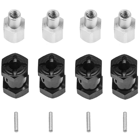 4 Pack 12mm Aluminum Wheel Hex Hubs With 15mm Offset Extension, Beefy Hex Drive Adapter Coupler For 1/10 RC Crawlers