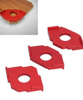 Heavy Duty Aluminum Alloy Radius Jig Router Templates 3 Piece Pack With T10 T15 T20 T25 T30 T35 Guides showing three red guides.