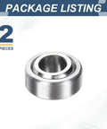 2 Pack COM6T Spherical Plain Bearings 3/8 X 13/16 X 13/32 Chrome Steel Heavy Duty Industrial Grade Bushings on white background.