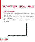 Pro Grade L Shaped Rafter Square With Solid One Piece Construction In Tempered Steel 24 Inch Length One And A Half Inch Width