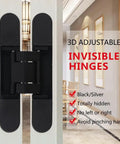 5.5 Inch Hidden Door Hinges For Secret Doors 180 Degree Heavy Duty Invisible Hinges Silent 3D Adjustable Concealed Hinges
