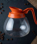 64 Oz Commercial Glass Coffee Pot Decanter With Orange Decaf Handle For Restaurants, Cafes, And Offices, 12 Cup Heat Resistant Carafe