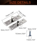 Hidden Door Pivot Hinge 75mm Stainless Steel 360 Degree Rotation For Hidden Doors Cabinets And Cupboards Brushed Silver Corrosion Resistant Durable High Quality Pack Of 10 MroMax, showing size details with measurements.