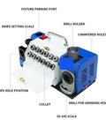 Image of Premium Twist Drill Bit Sharpener For 3 To 13MM Hss And Carbide Bits With 90 To 140 Degree Adjustable Angle showing features like drill holder and settings.