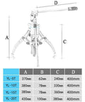 Heavy Duty Hydraulic Gear Puller 20 Ton With Adjustable 2 And 3 Jaw Vertical Or Horizontal Separator Tool, size chart visible
