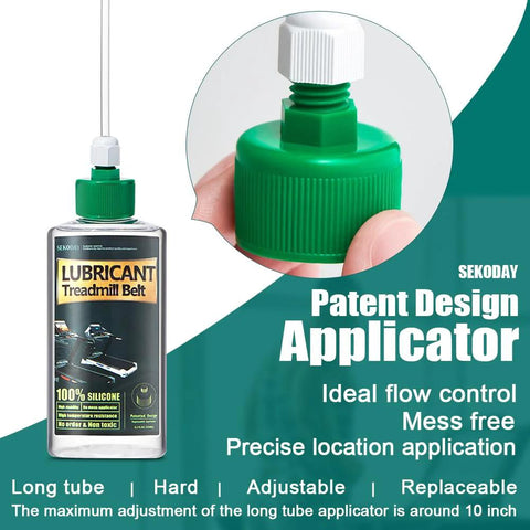 SEKODAY silicone treadmill belt lubricant bottle with green cap and precision applicator nozzle