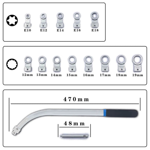 Serpentine Belt Tensioner Tool Kit 15 Pc Set With Idler Pulley Wrench For Removing And Installing Serpentine Belts And Timing Belts Engine Timing Curved Belt Tensioner Remover Installer 12 Point Sockets