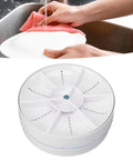 Slick Portable Countertop Mini Dishwasher Cordless Compact Sink Cleaner For Rv Apartments And Home Lightweight Fruit Veggies Washing Easy Setup No Sweat displayed with a hand washing a plate.