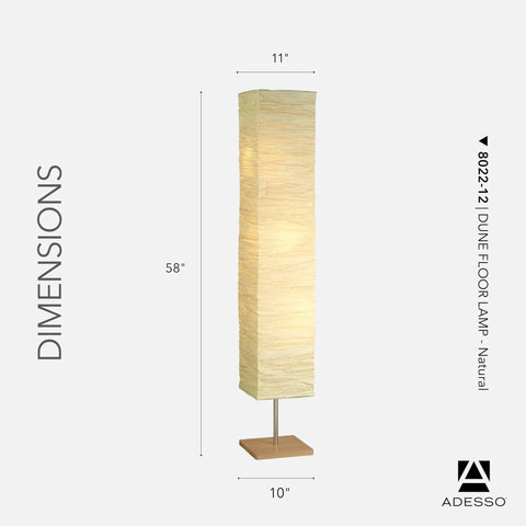 Three Light Floor Lamp With Natural Wood Base And Satin Steel Accents, Crinkle Paper Shade, Dimmable Brightness, Beige Finish