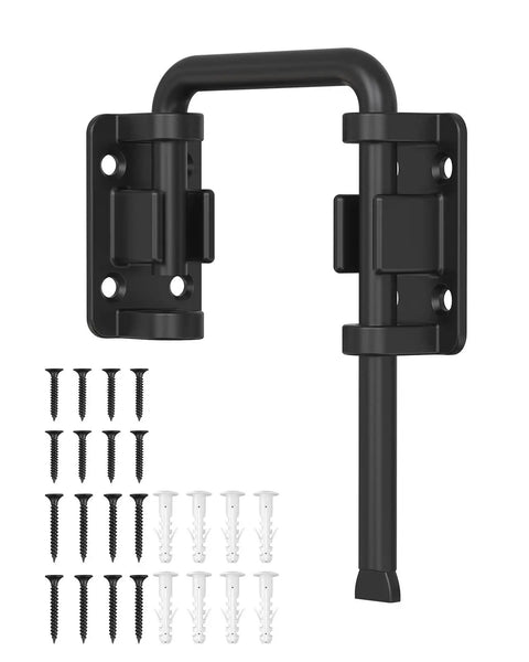 2.36 Inch U Patio Sliding Door Loop Lock Latch Stainless Steel Home Security Loop Bolt Lock for Barn Garden Fence Gate and Window Multi Angle Installation Black 1 Pc Tough as Nails with screws