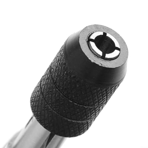 Heavy Duty Adjustable Ratcheting Tap Wrench With T Handle Screwdriver Die Tool For M3 To M6 Alloy Steel Perfect Fast Machine Repair In The Shop close-up of alloy steel chuck