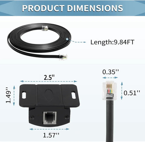 Bass Control Knob With 11.48ft Extension Cable For Car Amplifier Remote Subwoofer Volume Adjuster dimensions and connection details