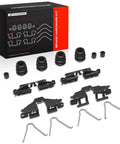 A-Premium Rear Disc Brake Hardware Kit Compatible With Toyota Prius 2010 To 2018 And Prius Plug-In 2012 To 2015 Smoothes Squeaks Stops Rattling Ensures Peaceful Sliding And Ultimate Stopping Power For Your Daily Ride, kit parts laid out