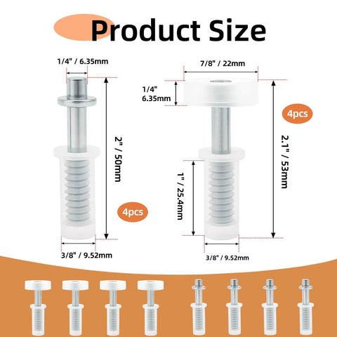 8-Piece Bi-Fold Door Hardware Kit With Top Roller Guide And Top Pivot For Spring Loaded Bifold Doors, showing size dimensions