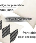 Outdoor Pillow Covers 20x20 Waterproof Sunbrella Fabric Black And Beige Boho Style Set Of 4 For Patio Furniture covers only