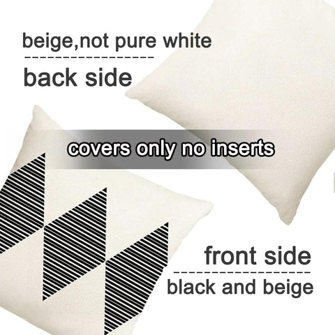 Outdoor Pillow Covers 20x20 Waterproof Sunbrella Fabric Black And Beige Boho Style Set Of 4 For Patio Furniture covers only