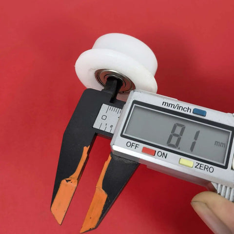 Top Gear Bearing Pulley Wheel Replacement Roller For Rowing Machine Cables shown with calipers measuring 42mm diameter.