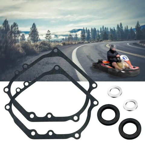 Beefed Up Crank Case Side Cover Gasket Oil Seal Kit For Predator 212 And GX Engines with gaskets, seals, washers and go-kart in action