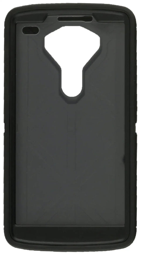 Heavy Duty Case For LG V10 Delivering Totally Bombproof Impact Defense With Built In Screen Guard Belt Clip Holster Kickstand And Fully Sealed Dust Ports In Black, front view.