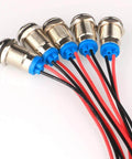 5Pcs 10mm LED Indicator Lights AC DC 12 To 24V Waterproof Rugged Metal Signal Lamp Pilot Dash Lights With Wire for vehicles