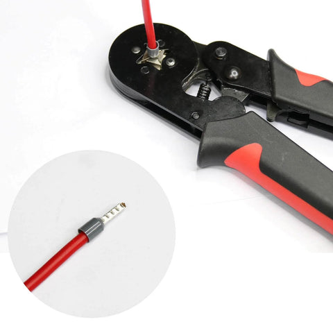 Crimping tool and insulated cable from 1200 Piece Wire Ferrules Terminals Kit For AWG 22 To 8, Insulated Cord End Connectors