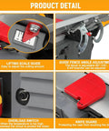 10 Inch Benchtop Planer Jointer Combo With Heavy Duty Stand 13 Amp Thickness Planer details including lifting scale, overload switch, and knife guard.