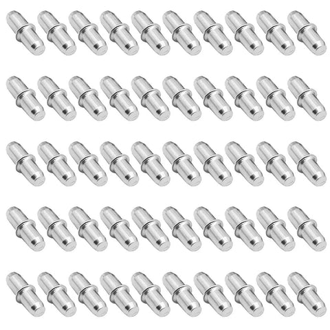 50 Pcs I Shape Shelf Pegs Pins Set For Cabinets Bookshelves And Furniture Brackets Durable Nickel Plated Metal Shelf Support Pins