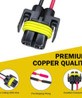 H11 Car Light Socket Connector Set with premium copper quality, featuring a black and yellow pigtail adapter for vehicle lighting.