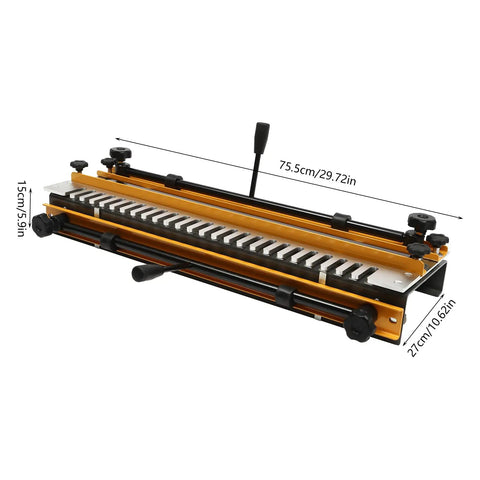 Built Tough 24 Inch Dovetail Jig Kit For Woodworking Pro Grade Precision Aligner showing steel and aluminum construction with measurements.