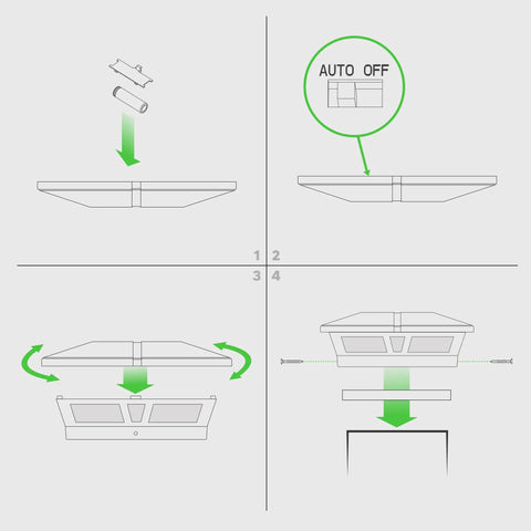 Illustration of Solar Post Cap Light For 5x5 To 6x6 Posts Black Aluminum Auto On Off Weatherproof Outdoor Accent fitting steps.