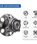 Image of new rear wheel hub bearing assembly for 2006 to 2011 Honda Civic LX GX DX with encoder ABS, steel and durability features.