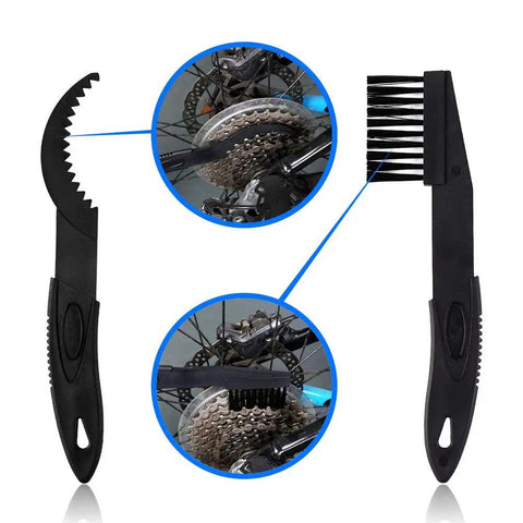 4 Piece Multipurpose Motorcycle And Bicycle Chain And Gear Cleaning Brush Kit with 3 Sided Bristles for gears and components