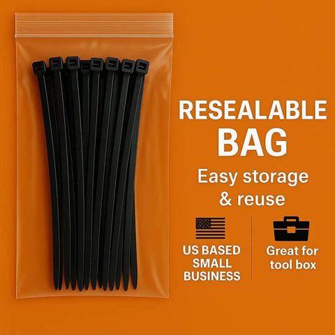 All Purpose Nylon Zip Ties And Cable Ties Assorted Sizes 8 Inch 10 Inch 14 Inch 16 Inch 250 Pack UV Resistant in resealable bag