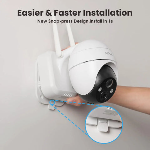 Installation of Outdoor 2K Wireless Security Camera With Solar Power, 360 Degree Pan Tilt, Spotlight And Siren, Motion Detection