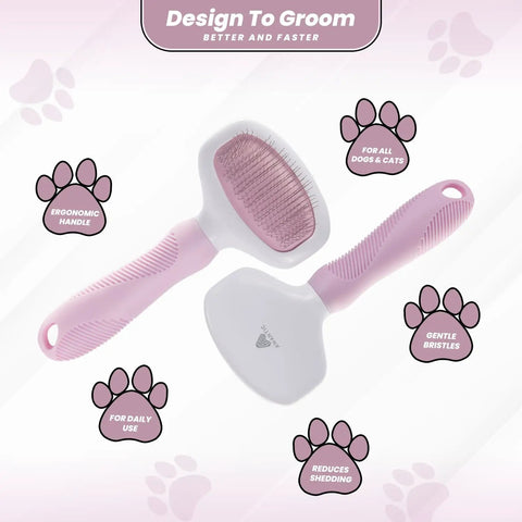 Small Slicker Brush For Dogs And Cats, Skin Friendly Deshedding Tool For Healthy Coats, Gentle Undercoat Groomer For Short And Long Haired Pets, Durable Stainless Pins, Perfect For Sensitive Pups, pink TPR handle