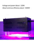Kick Butt Heavy Duty 5000W LED UV Curing Lamp With Zero Heat Hassle And Rock Solid Performance For Resin Projects 3D Printing Screen Ink And Gel Polish At 365Nm, shown from the back with purple light.