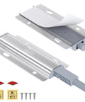 Push To Open Cabinet Latch Set 2 Pack Magnetic Touch Latches For Hidden Doors No Knobs Needed Silver Finish with screws and adhesive pads