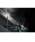 Heavy Duty 300A Welding Stinger And Electrode Holder Crafted With Raw Copper Jaw in use during welding work with sparks.