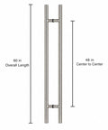 Heavy Duty Satin Round H Type Door Pull 60 Inch Length With 150 mm Bolt 304 Stainless Steel Indoor Outdoor Ready Premium Decorative Hardware For Modern Doors Easy Install Built To Last, 60 in overall length