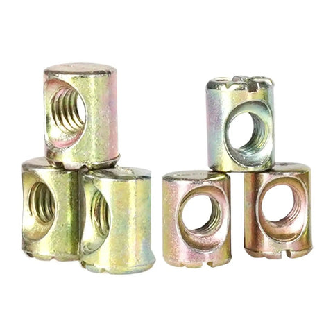 Heavy Duty M6 Barrel Nuts for Flat Pack Furniture Including Horizontal Hole Dowel Insert Nut Carbon Steel 10mm Available in Packs of 2 5 or 10 for Beds Chairs Cabinets and More Easy Install stack view