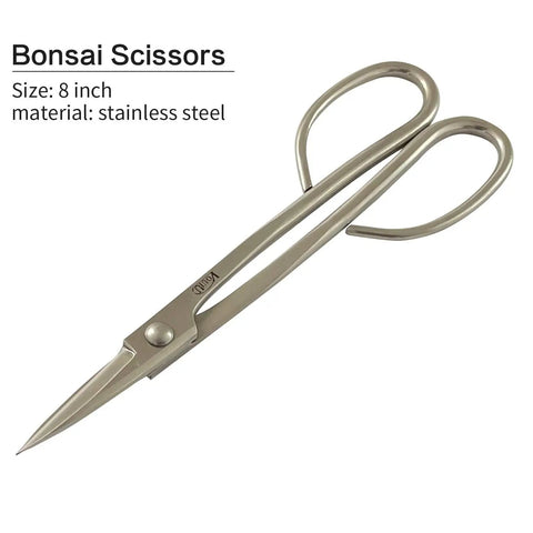 8 inch stainless steel bonsai scissors from 4 Piece Bonsai Tool Set All In One With 8 Inch Concave Cutter Knob Cutter Trunk Splitter And Bonsai Scissors Built For Precise Pruning And Clean Healing Cuts For Beginners And Pros Pro Grade Gear.