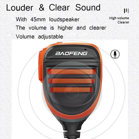 Dual Ptt Handheld Microphone Speaker For GMRS Ham Radios With Beefed Up Waterproof Upgrade Clear Voice Capture In Bright Orange