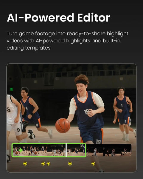 Basketball players captured by Falcon All-In-One AI Action Camera Pro-Grade Game-Ready 4K Auto Tracking For Soccer, Basketball And Football.