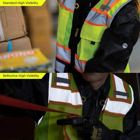 Kickass High Visibility Safety Vest For Women Featuring Extra Thick Reflective Silver Stripes Multiple Storage Pockets Ansi Class 2 Certified pink mesh fabric with reinforced zipper.