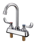 Phivan 4" Deck Mount Brass Kitchen Sink Faucet, 3-1/2" Gooseneck Spout in chrome finish with dual handles